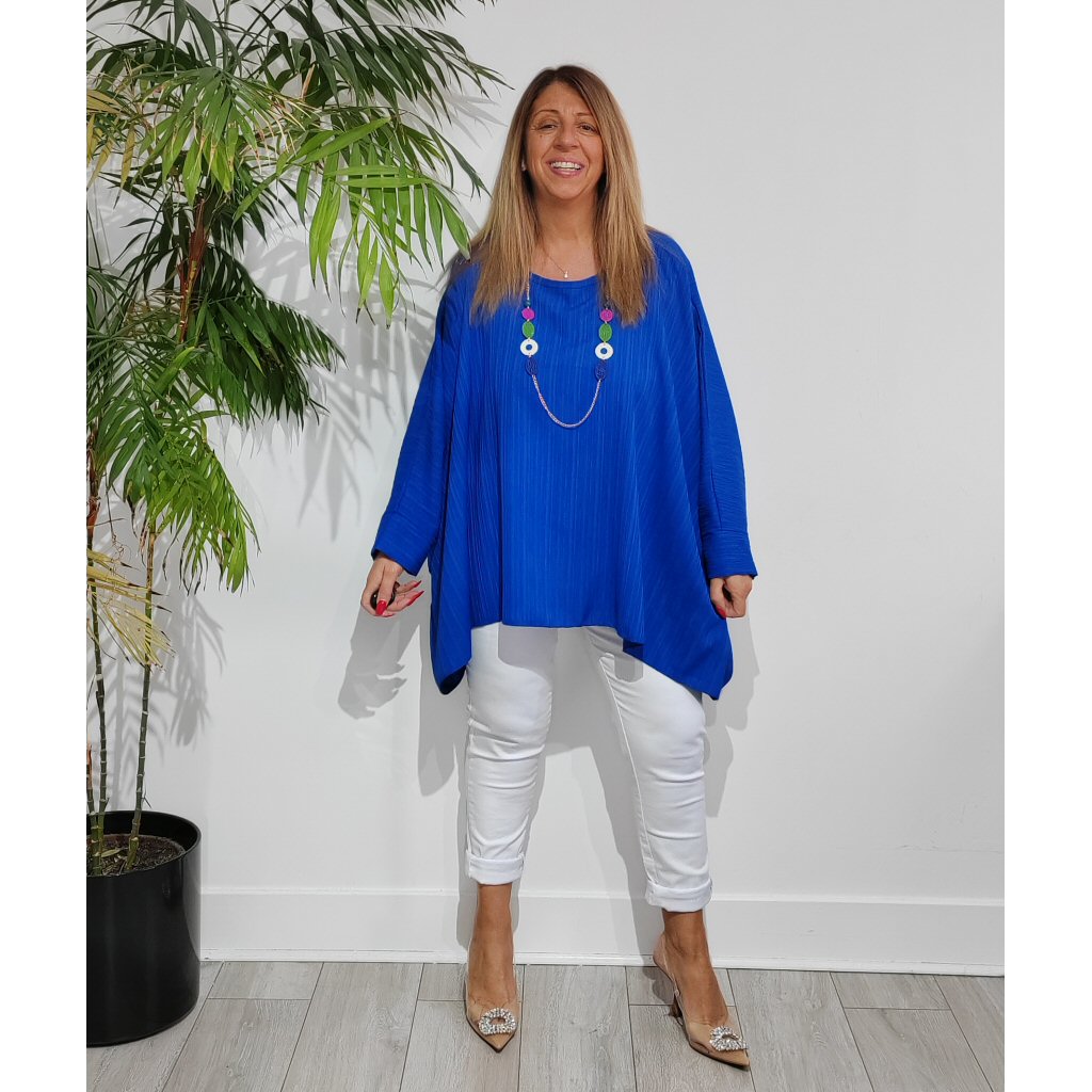 Angie Necklace Tunic Top - Cobalt Blue