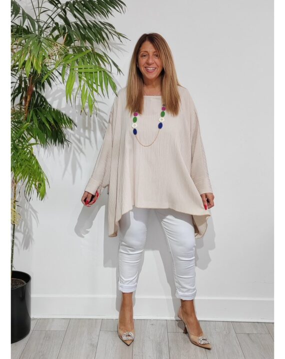 Angie Necklace Tunic Top - Stone