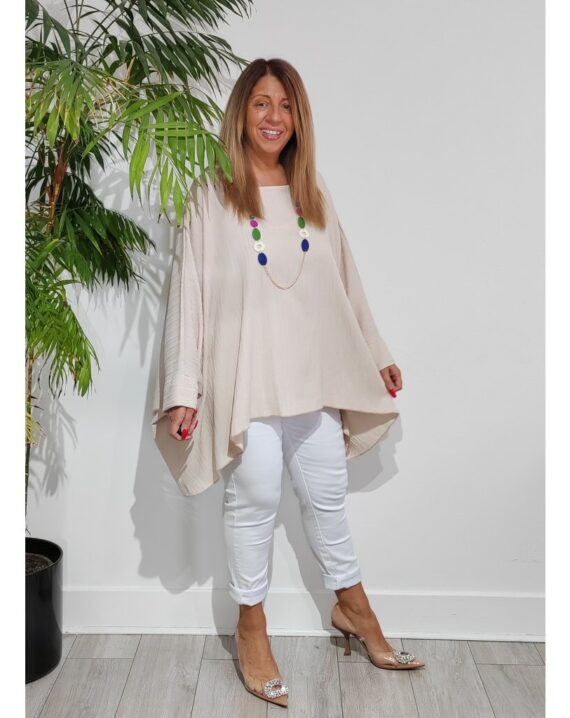 Angie Necklace Tunic Top - Stone