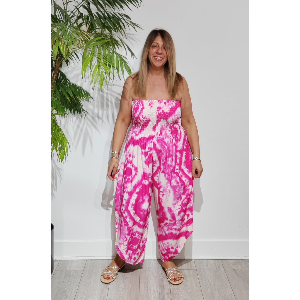 Hayley Tie Dye Print Jumpsuit - Pink