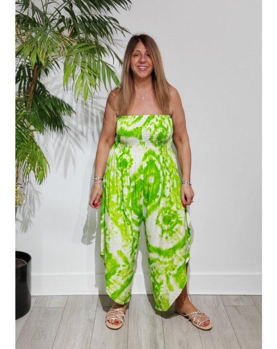 Hayley Tie Dye Print Jumpsuit - Lime