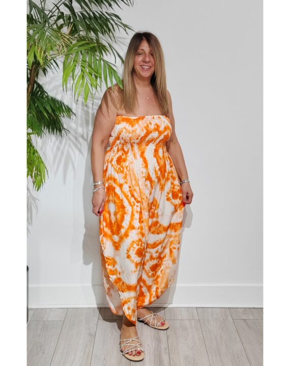 Hayley Tie Dye Print Jumpsuit - Orange