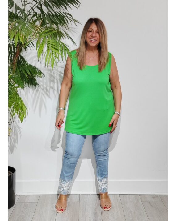 Tina Jersey Vest Top - Apple Green