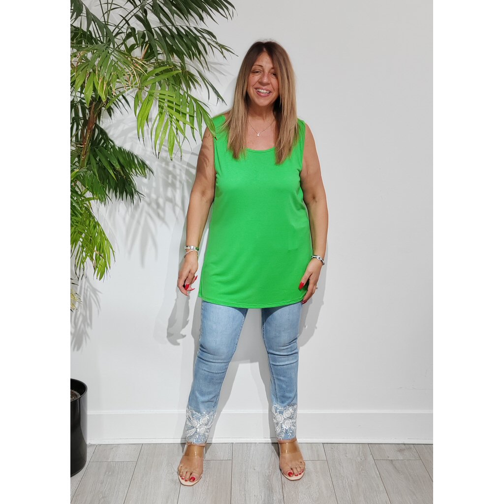 Tina Jersey Vest Top - Apple Green