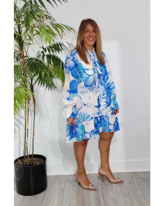 Sandie Tropical Print Dress - Blue
