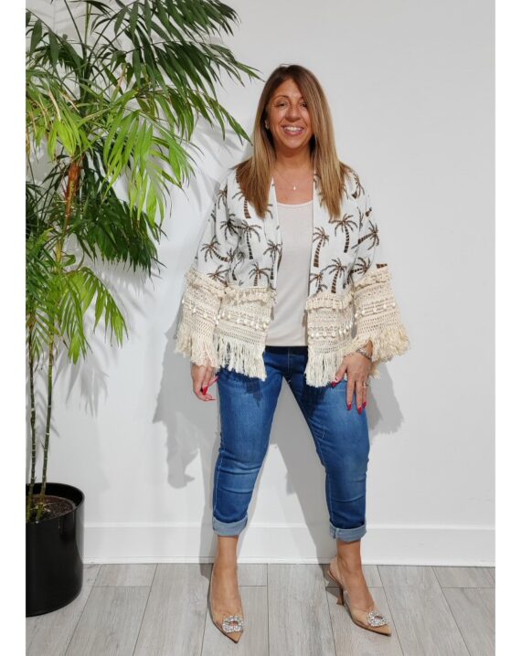 Rebecca Crochet Detail Jacket - Palm Tree