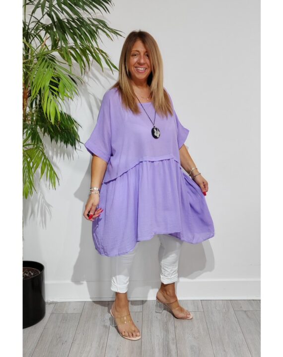 Libby Tunic Top With Necklace - Lilac