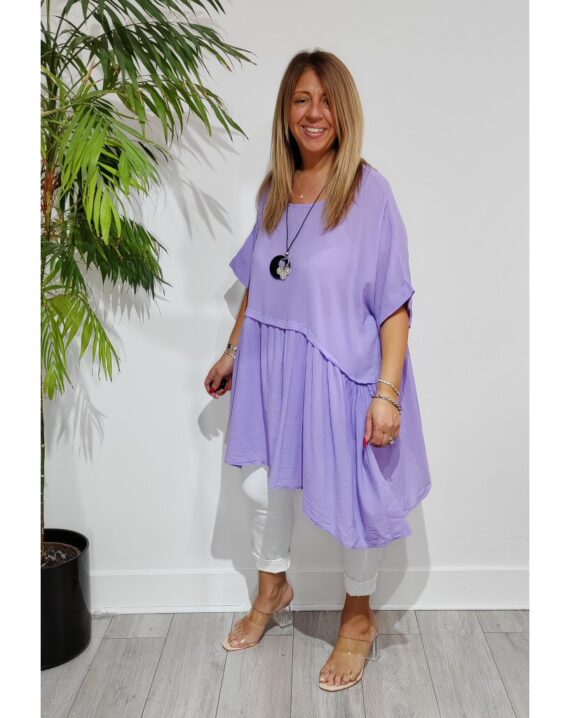 Libby Tunic Top With Necklace - Lilac
