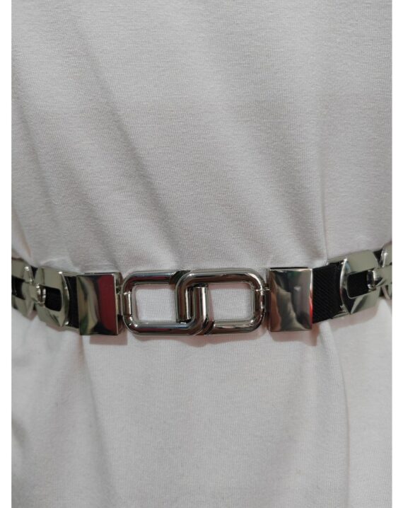 Elasticated Stretch Belt - Black/Silver - Forbidden Fashion