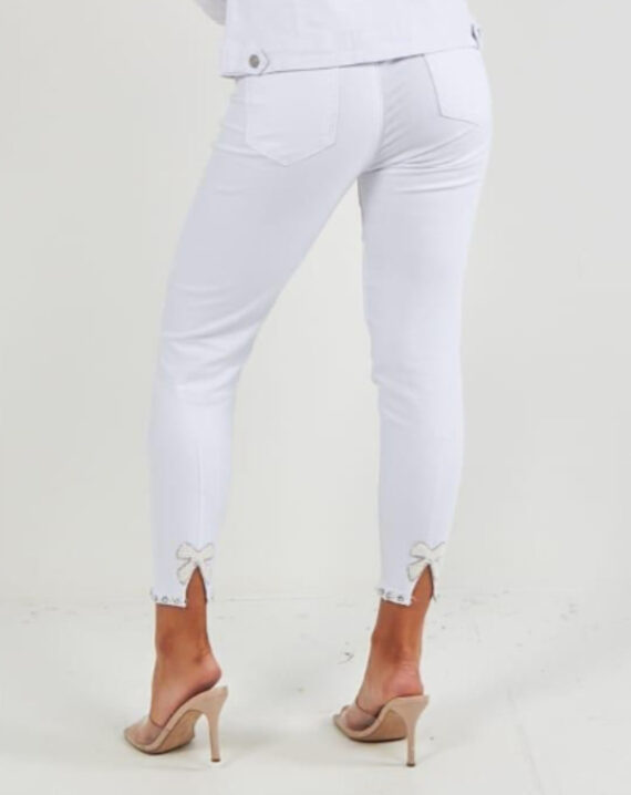 Chloe Bow Back Jeans - White