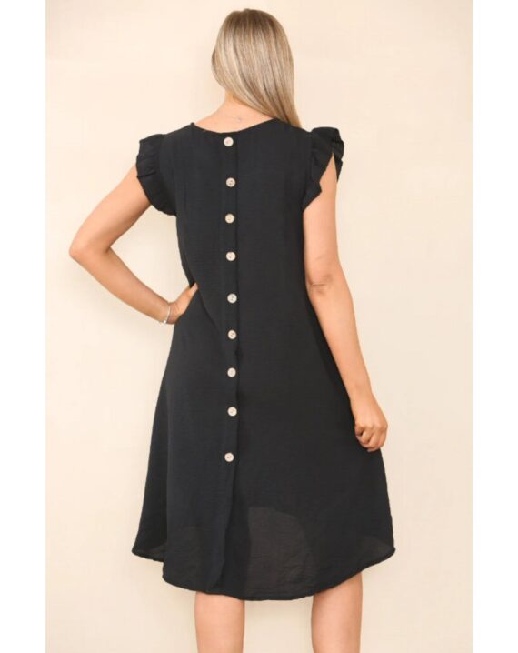Dina Button Back Dress - Black