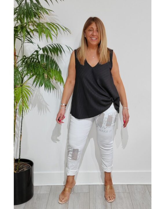 Marcy Sequin Graffiti Magic Trousers - White