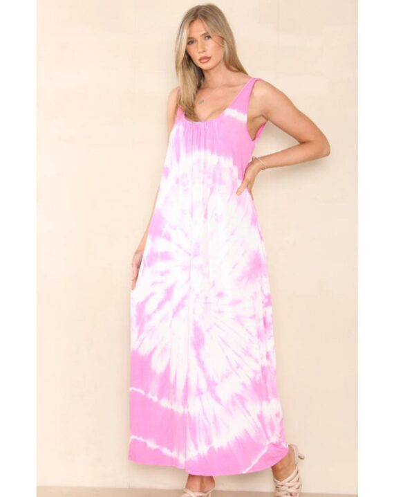 Olivia Tie Dye Maxi Dress - Pink