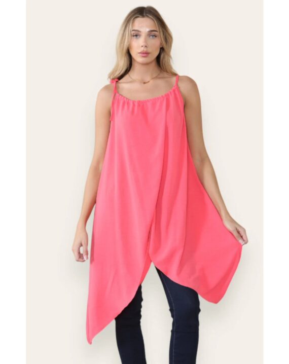 Cheryl Crossover Front & Back Top - Coral